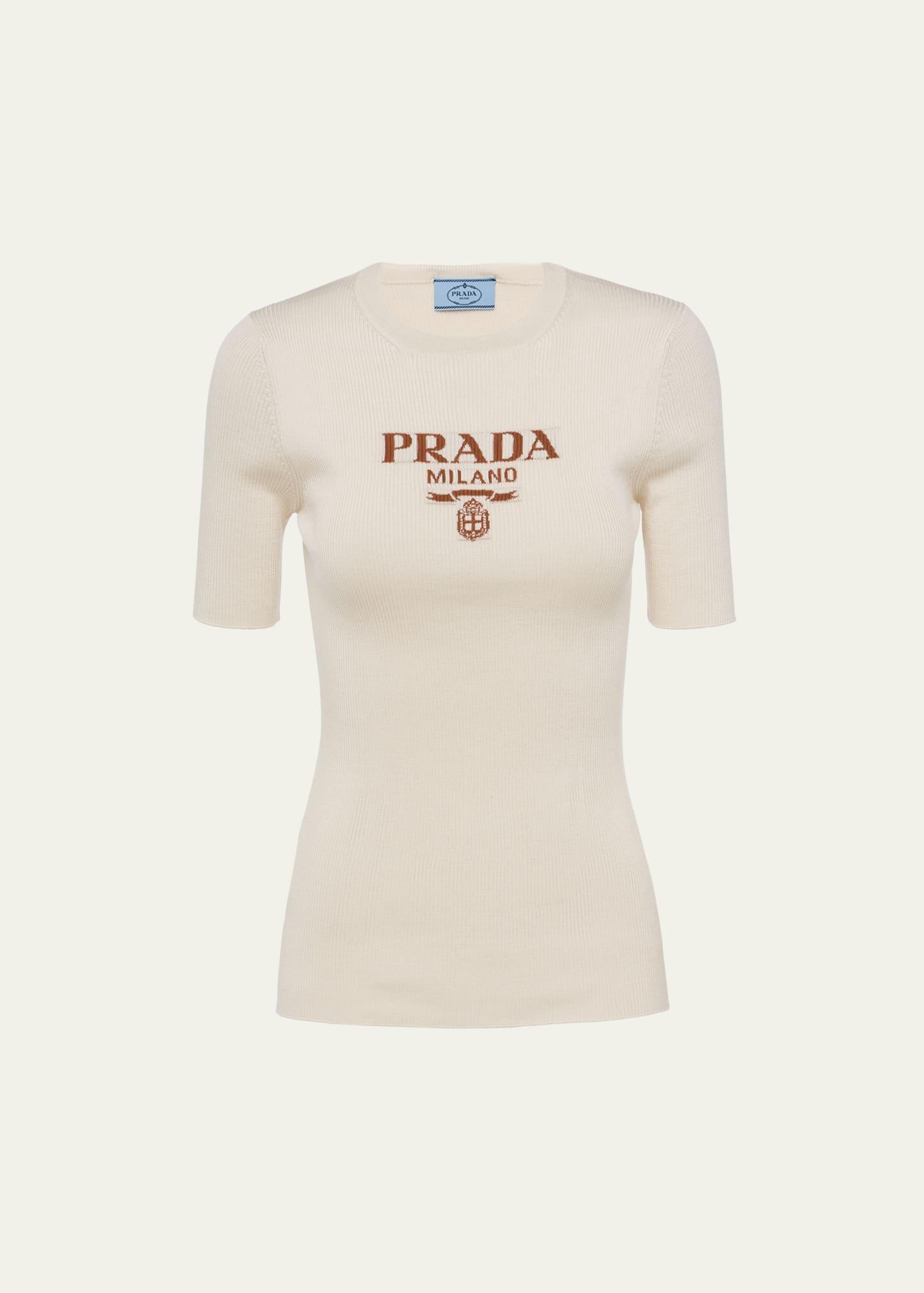logo-intarsia rib silk sweater