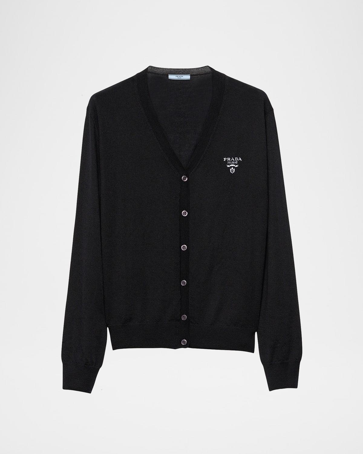 logo intarsia v-neck superfine cashmere cardigan
