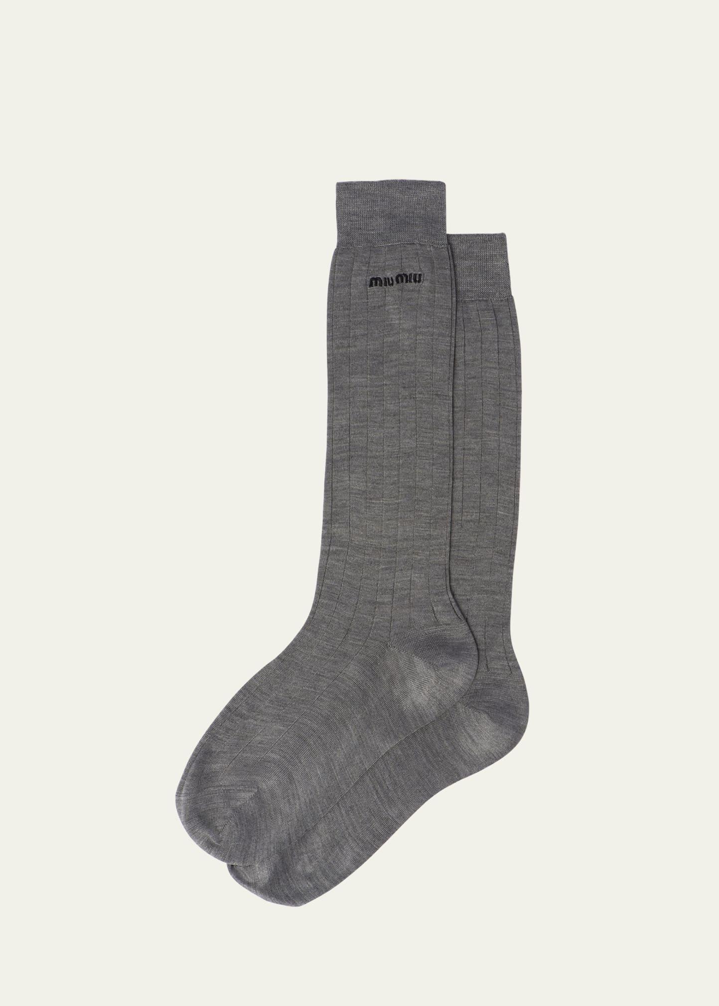logo-knit silk sock