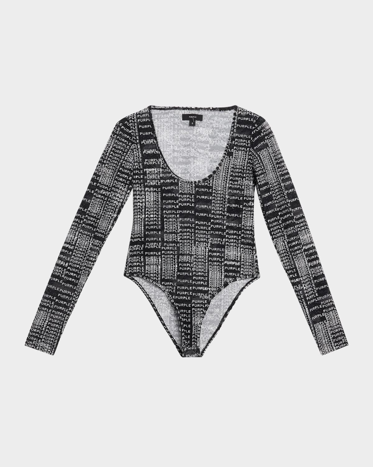 logo long-sleeve lace bodysuit