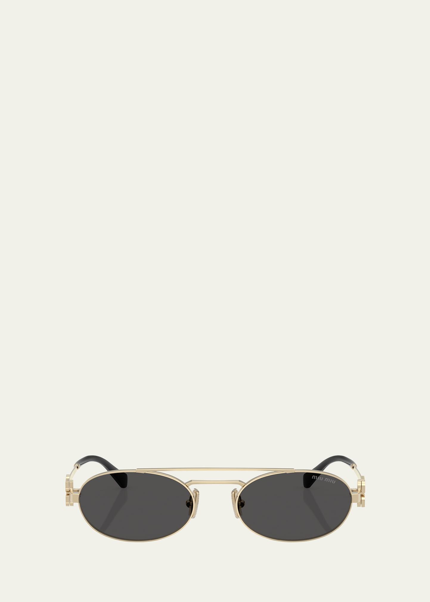 logo metal oval sunglasses