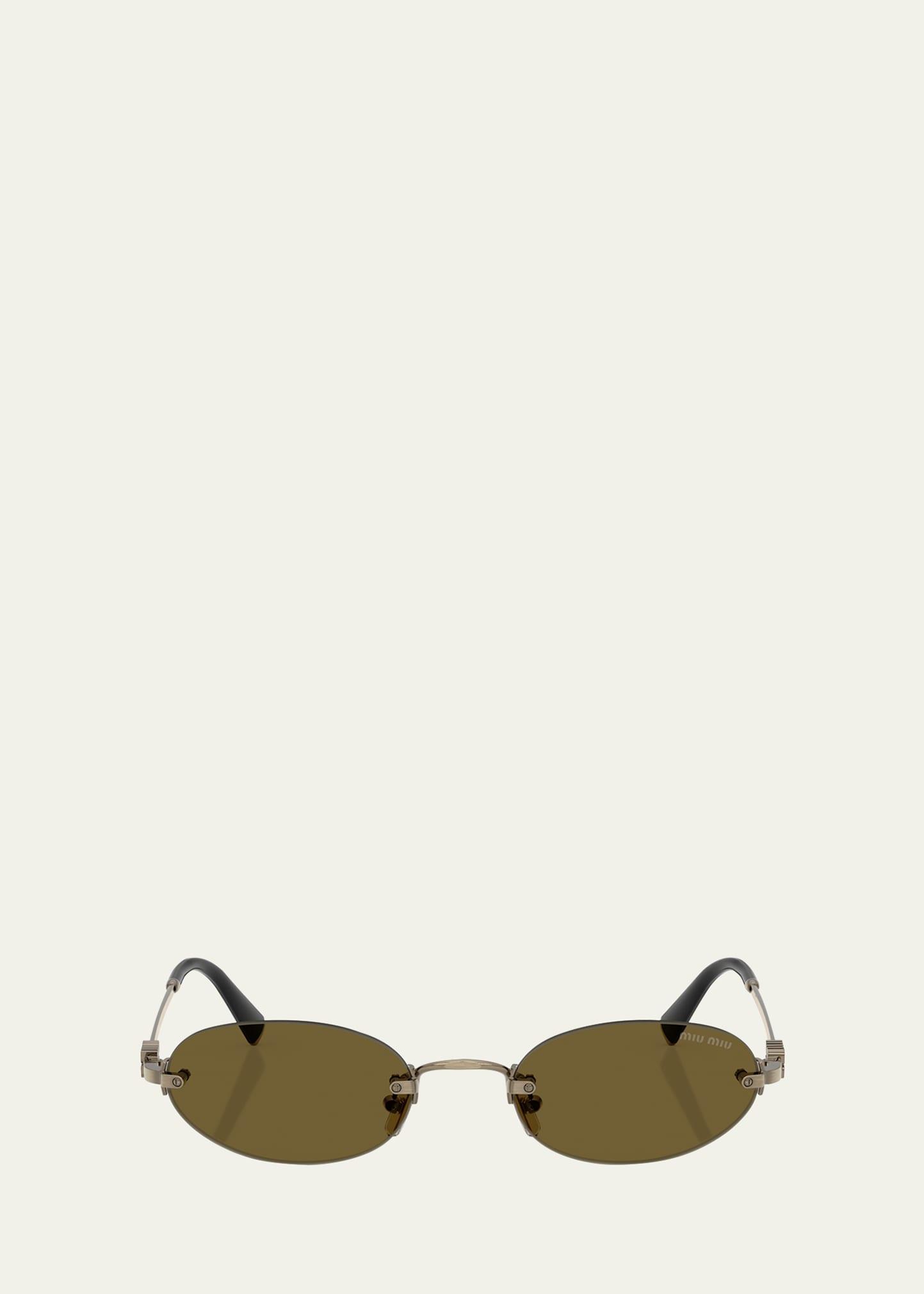 logo metal oval sunglasses