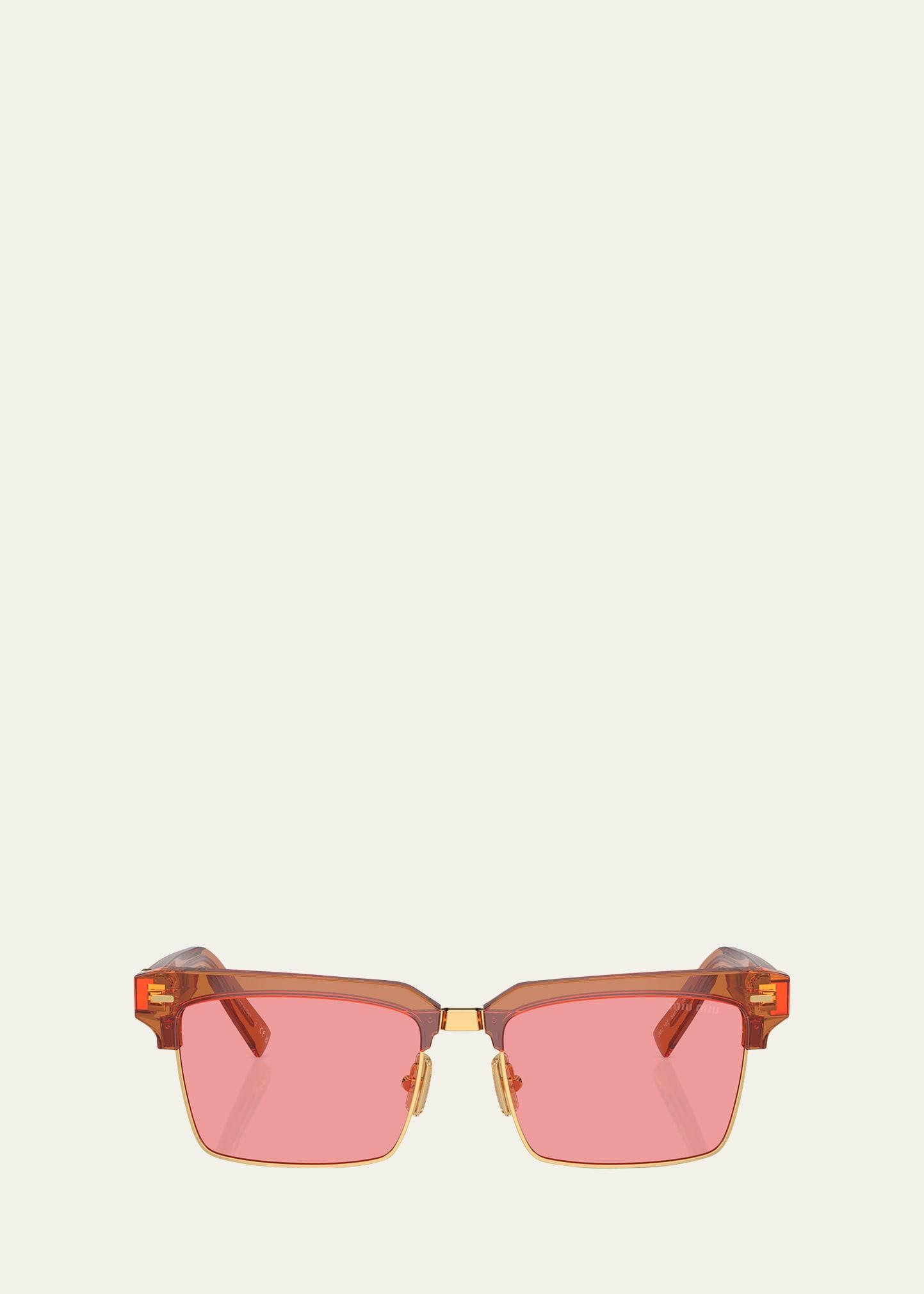 logo mixed-media square sunglasses