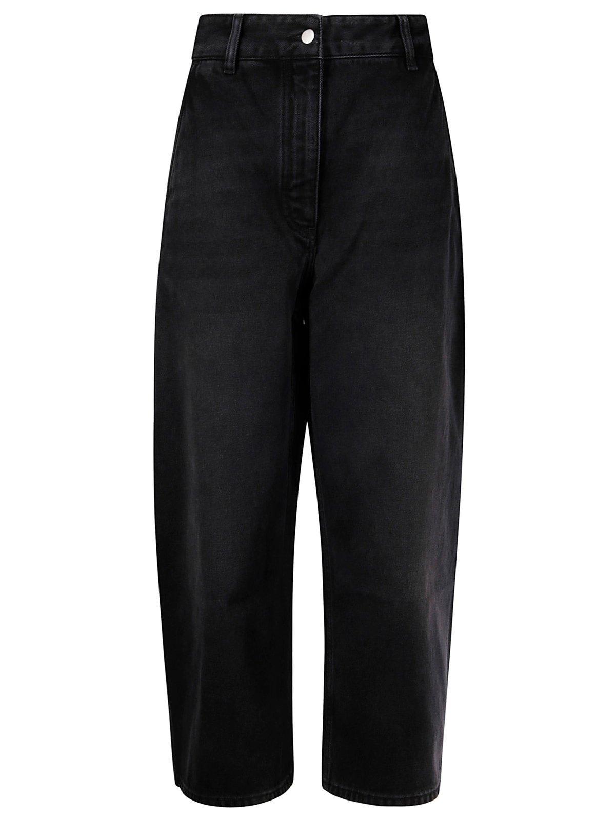 logo patch cropped wide-leg jeans