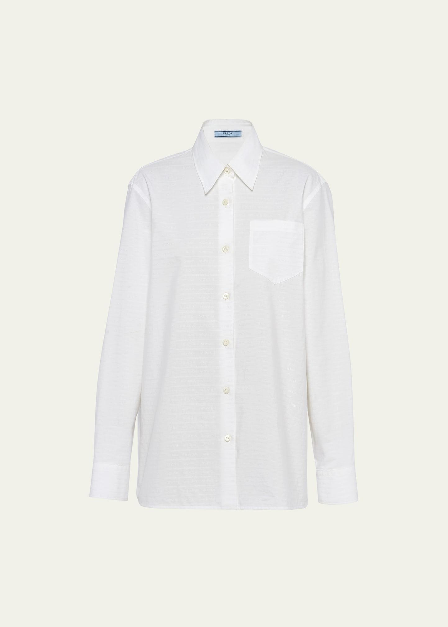 logo poplin button down shirt