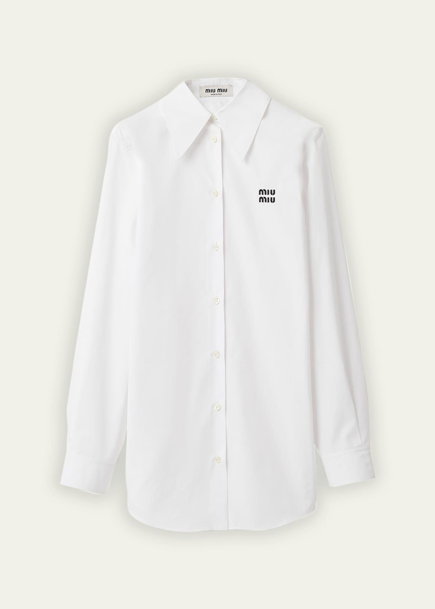 logo poplin button down shirt