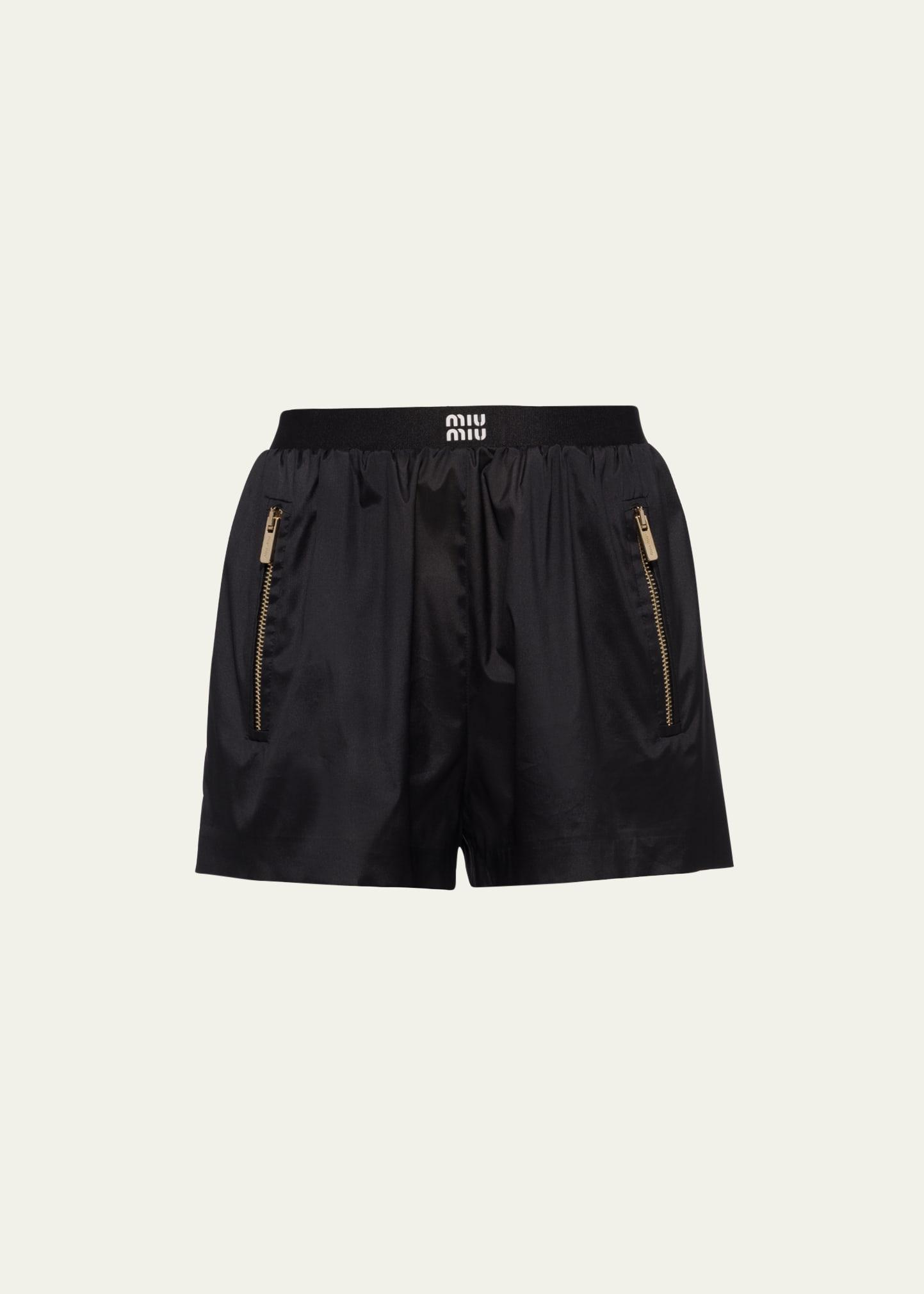logo-print technical silk shorts