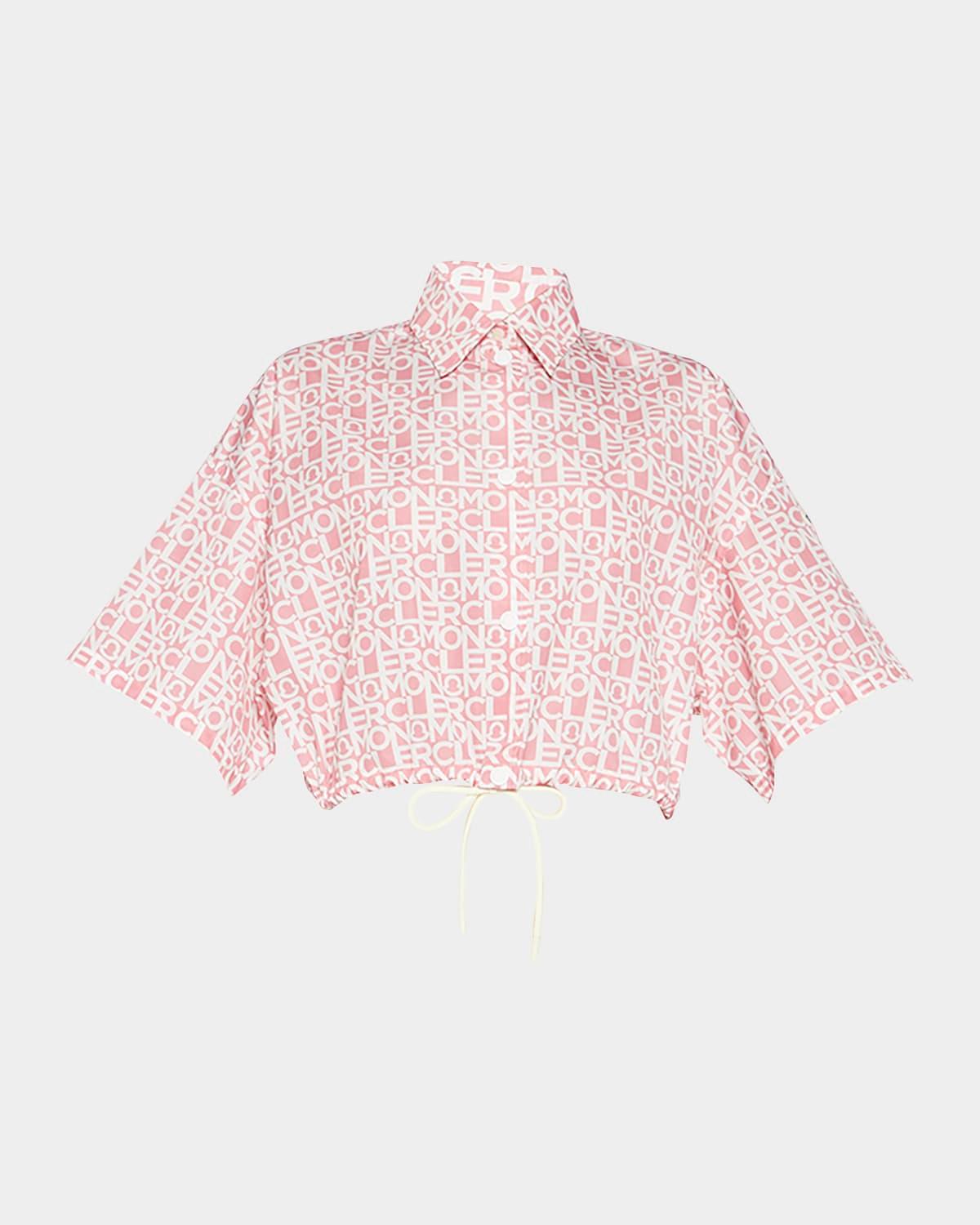 logo printed button-front shirt