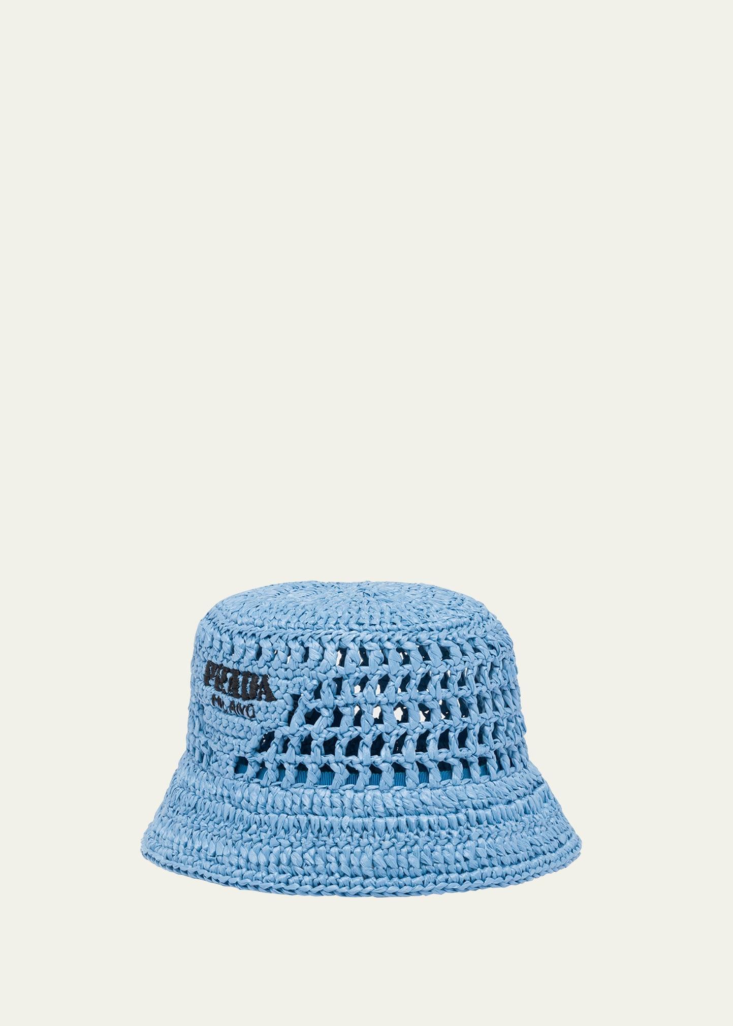 logo raffia bucket hat