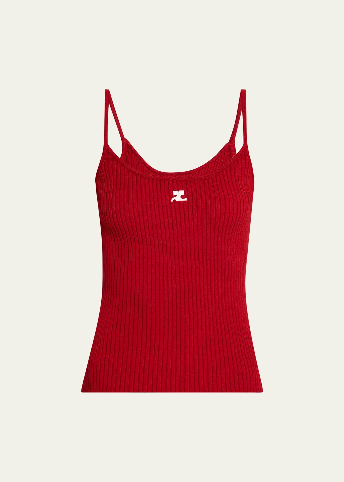 logo ribbed knit tank top