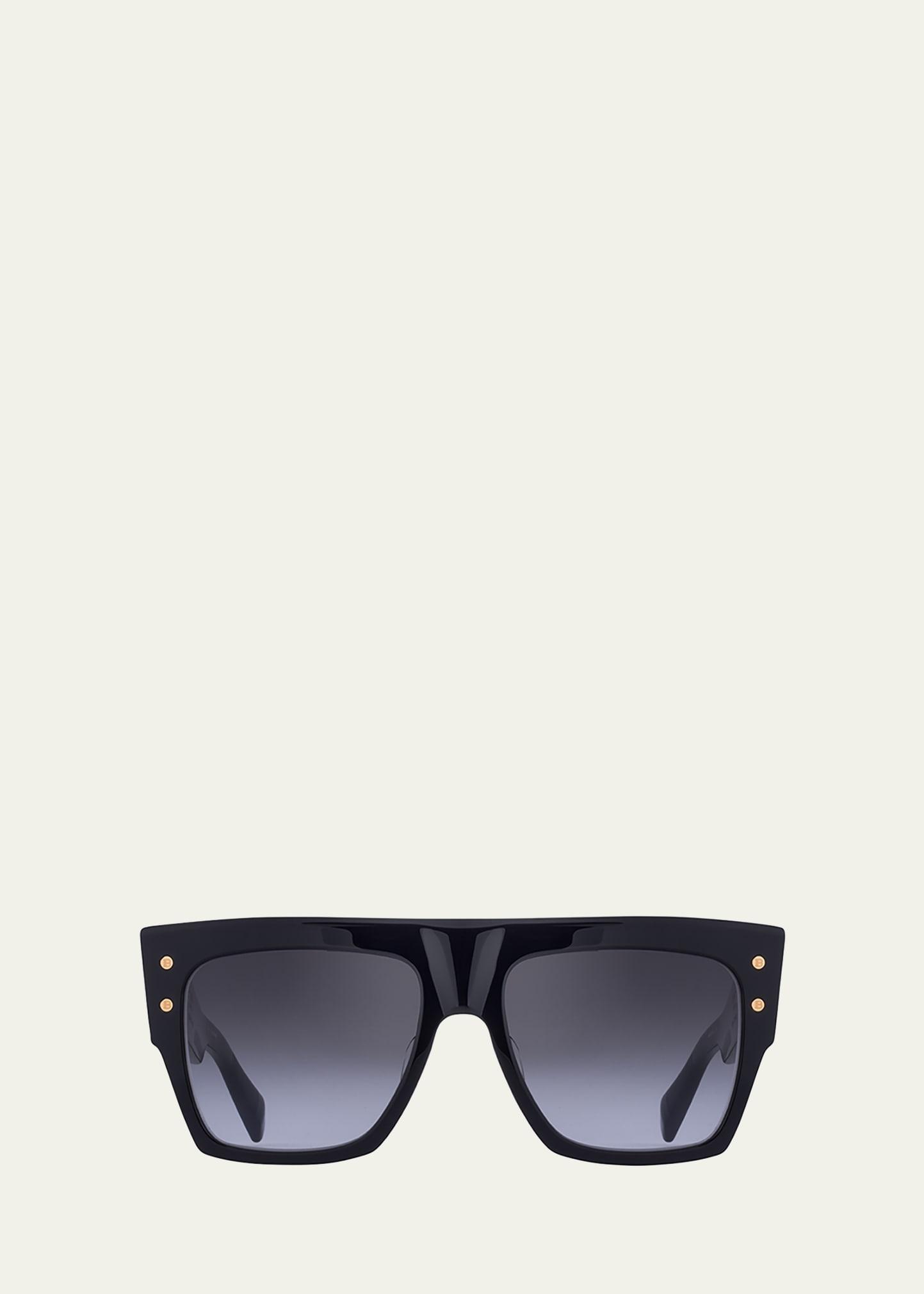 logo square acetate & titanium sunglasses
