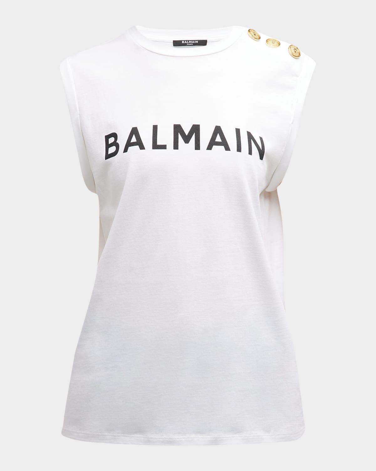 logo tank top with button detail