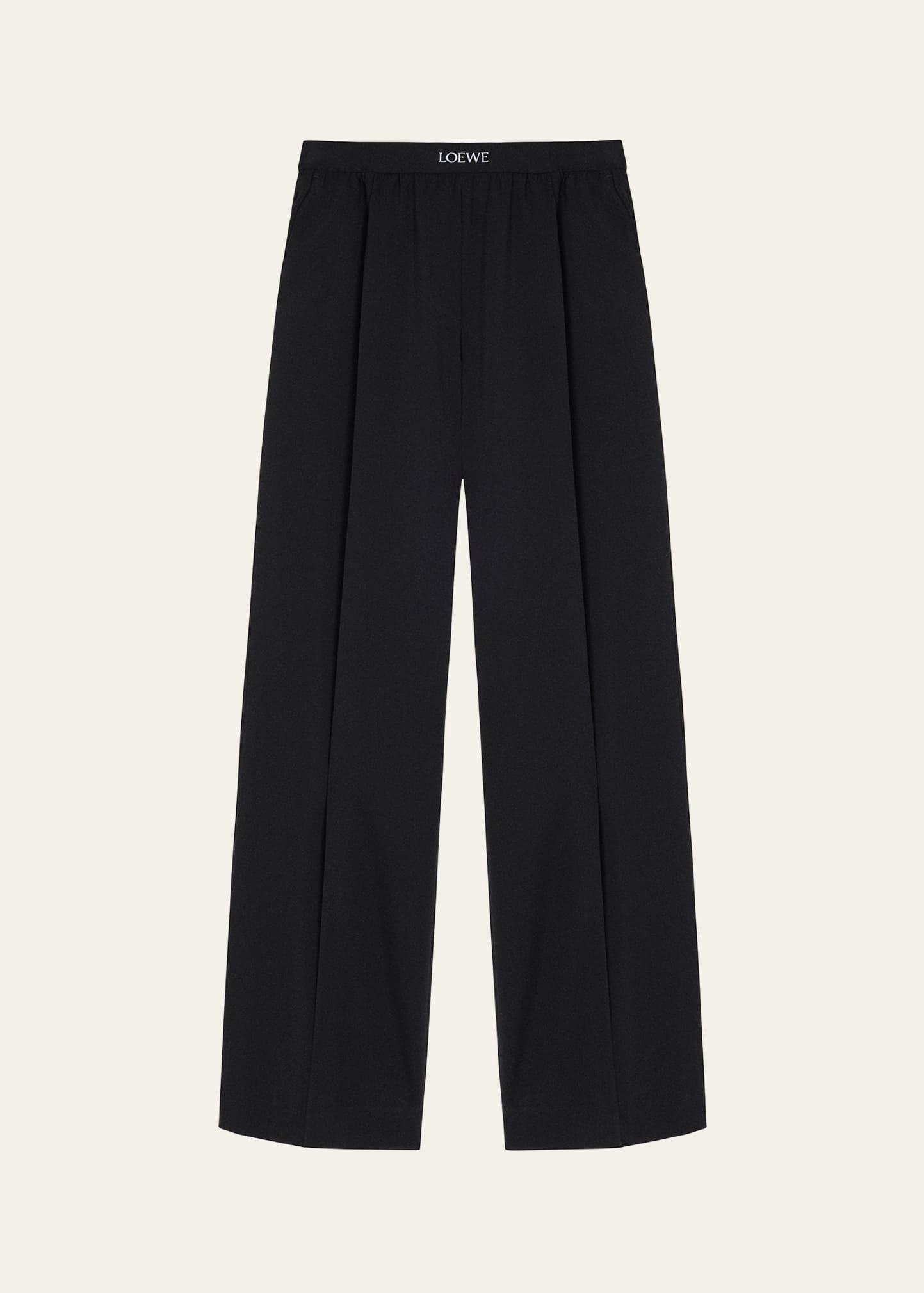logo waistband wide-leg trousers