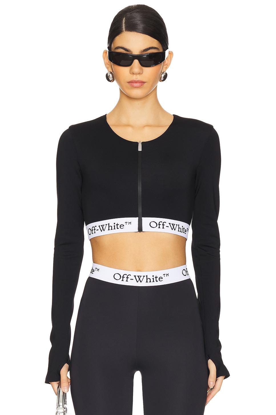 logoband zipped crop top