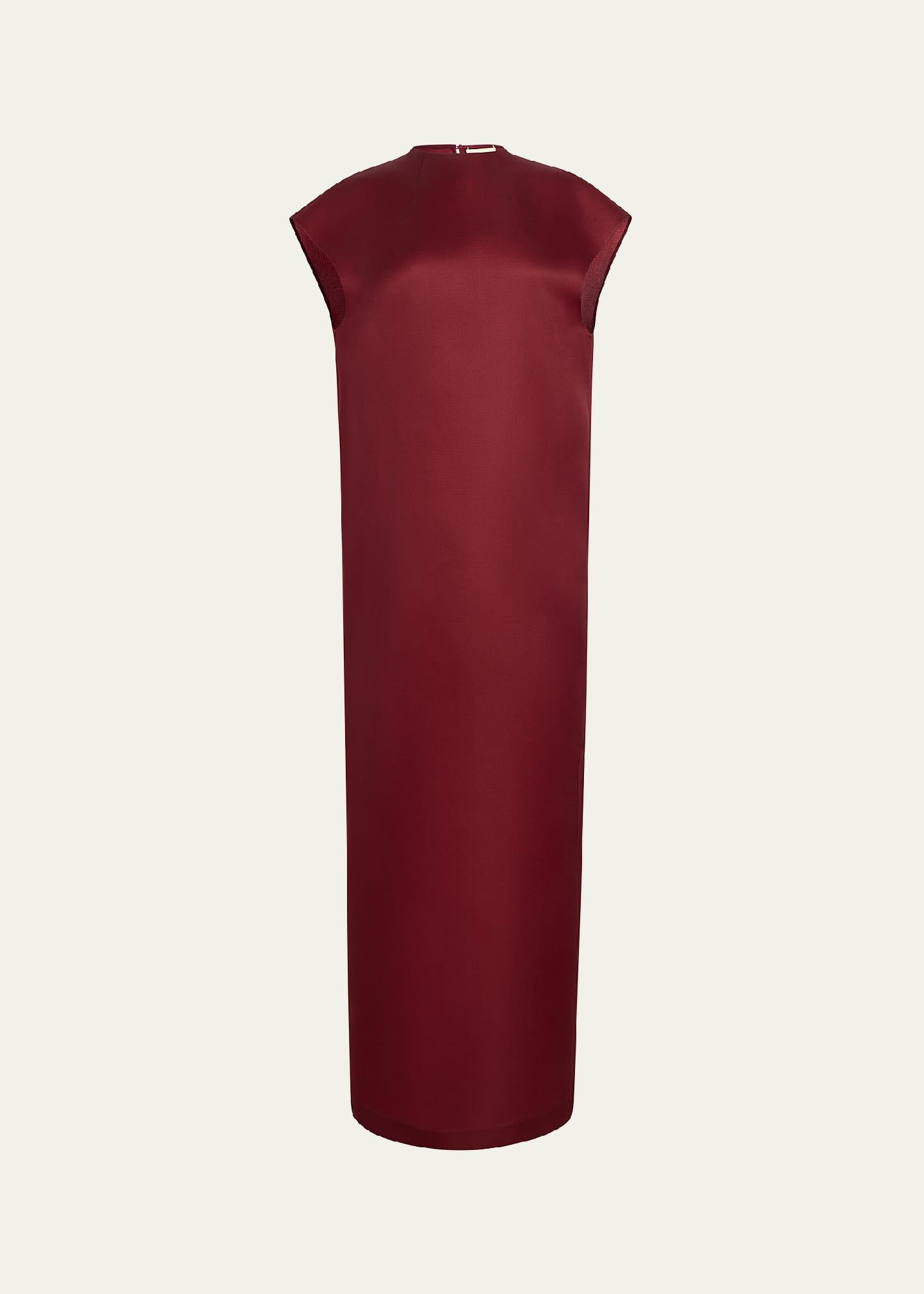 lohan long column silk dress