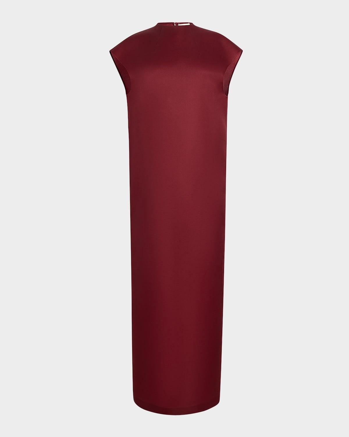lohan long column silk dress