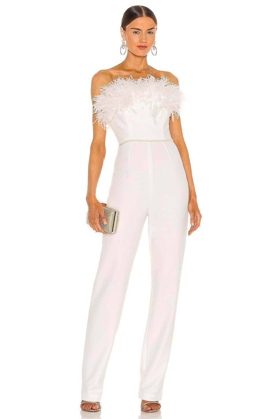 lola blanc feather jumpsuit