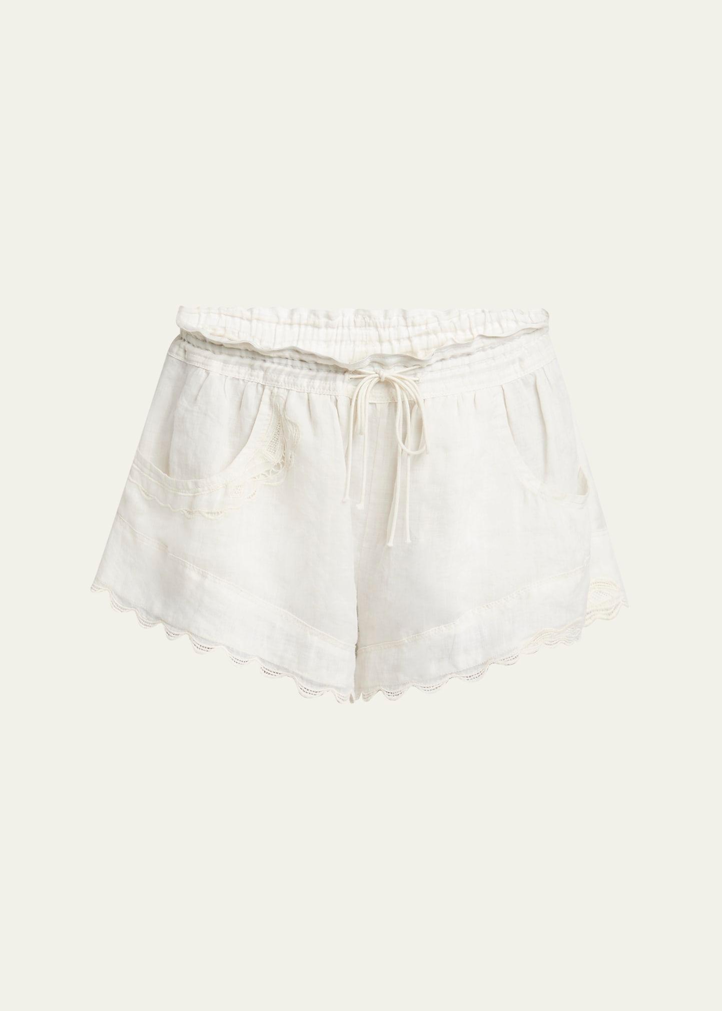 lola ladder stitch scallop drawstring shorts