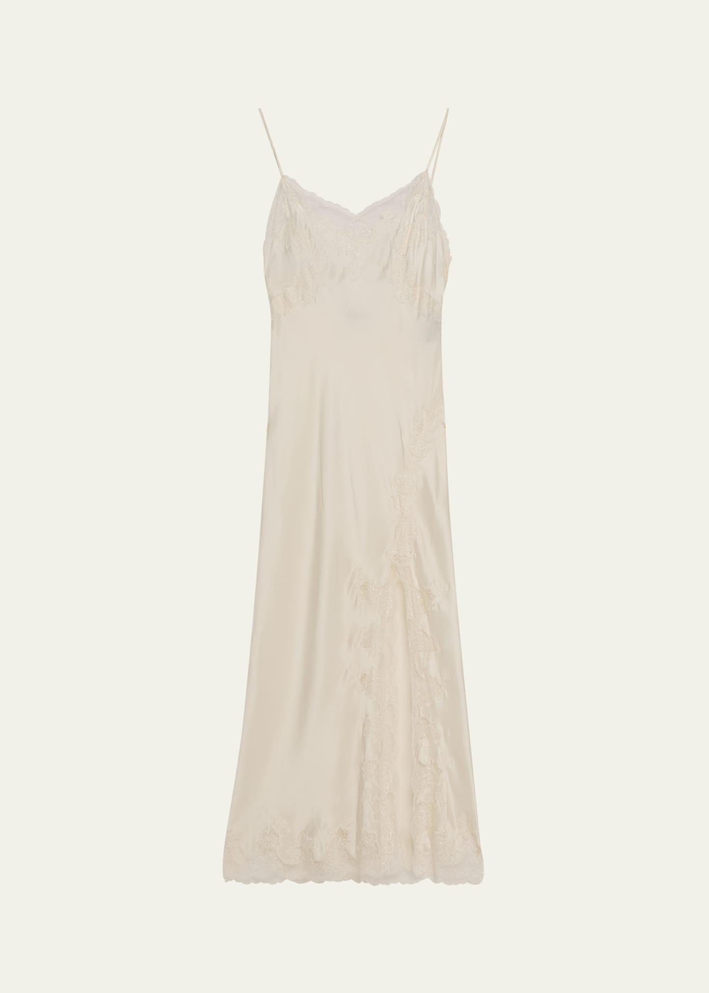 lolita sleeveless lace-trim charmeuse nightgown