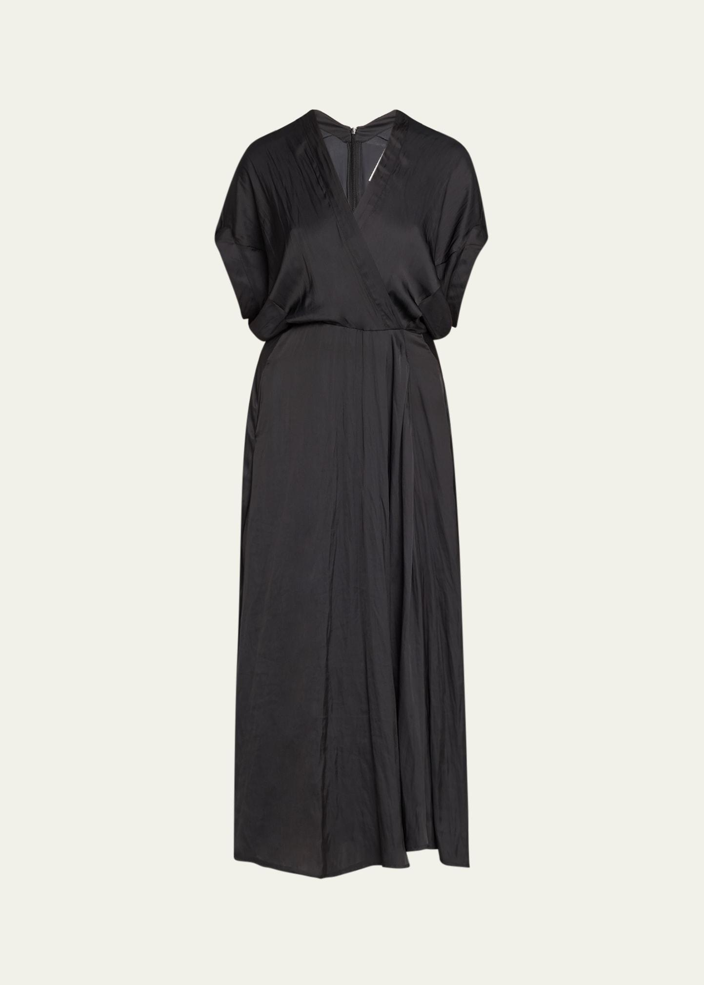 long aki wave wrap dress