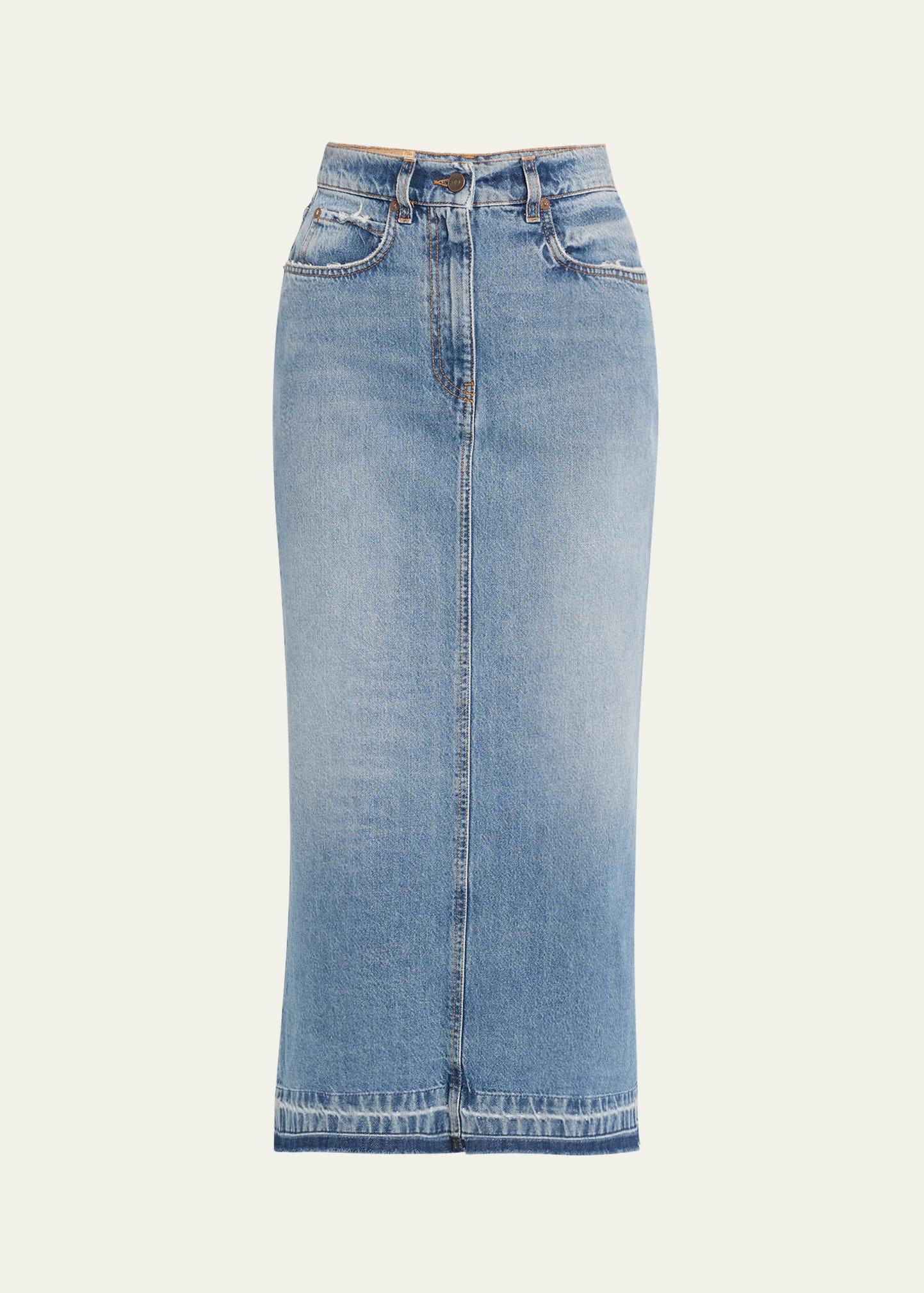 long back slit denim skirt