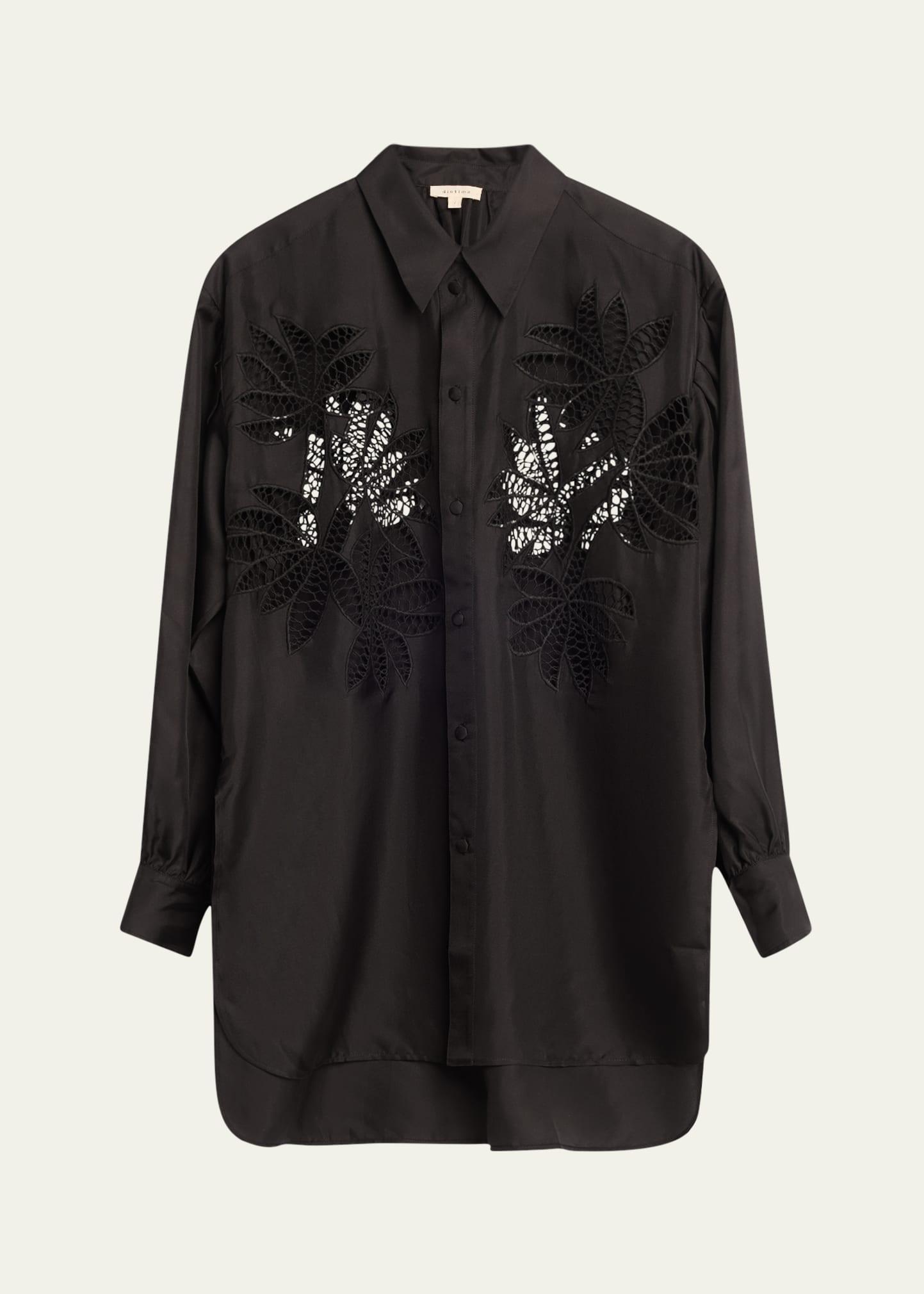 long broderie anglaise cutout oversized shirt