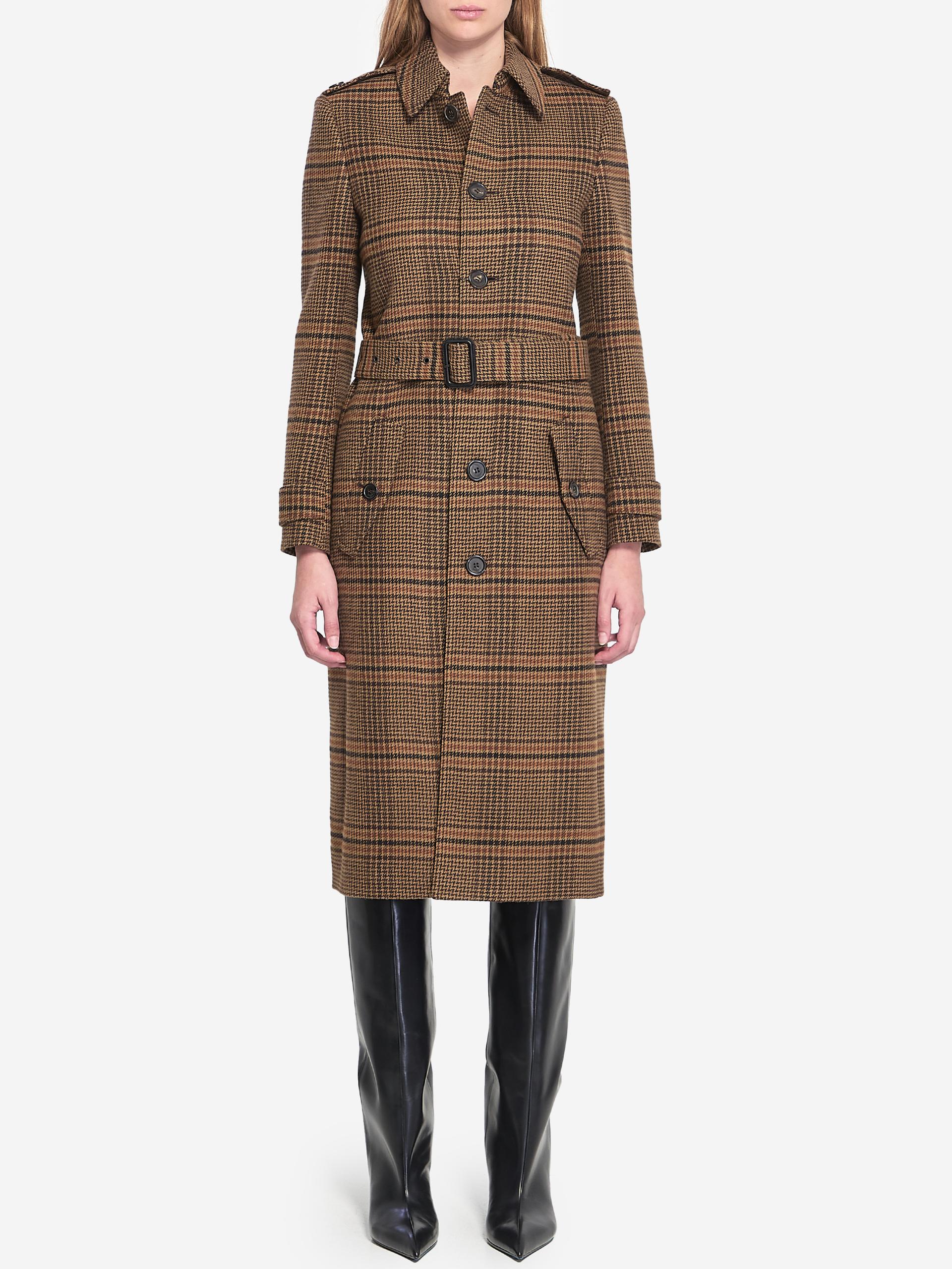 long coat in prince of wales wool