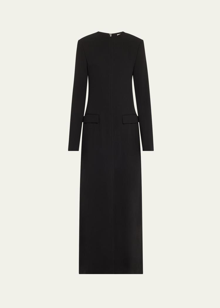 long crepe pocket dress