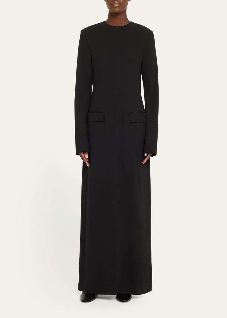 long crepe pocket dress