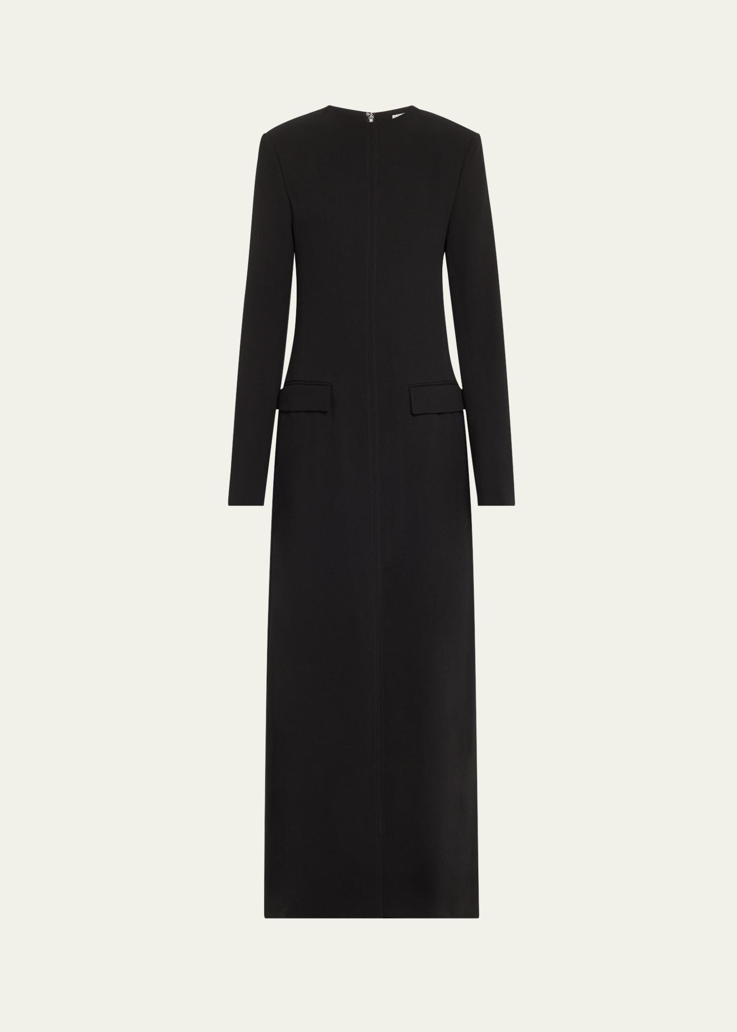 long crepe pocket dress