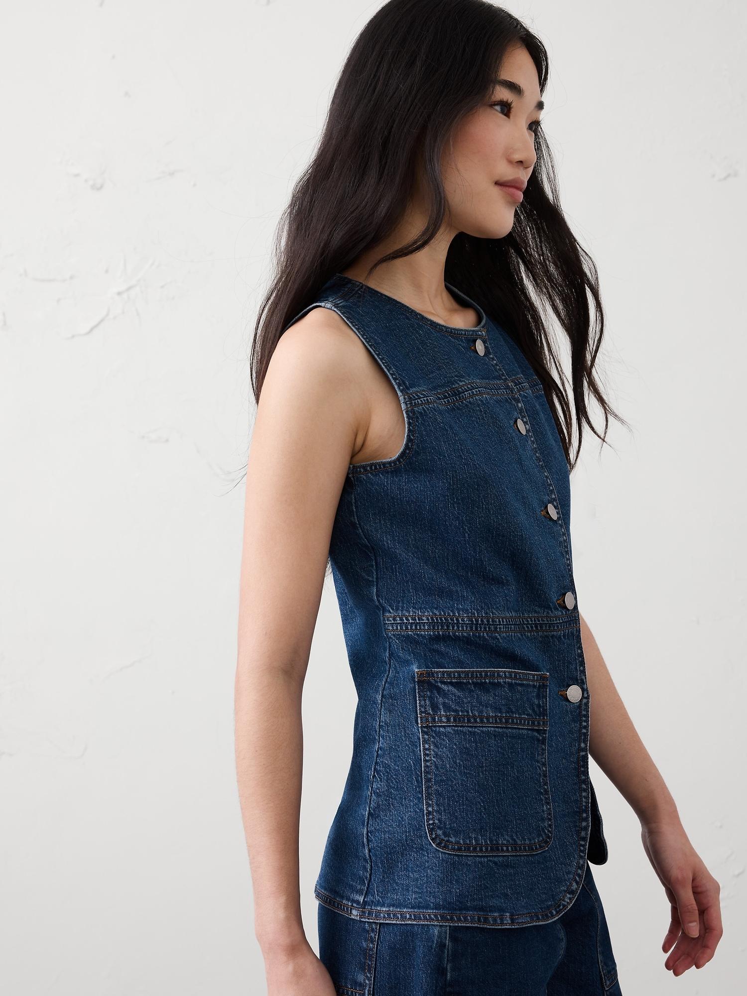 long denim vest