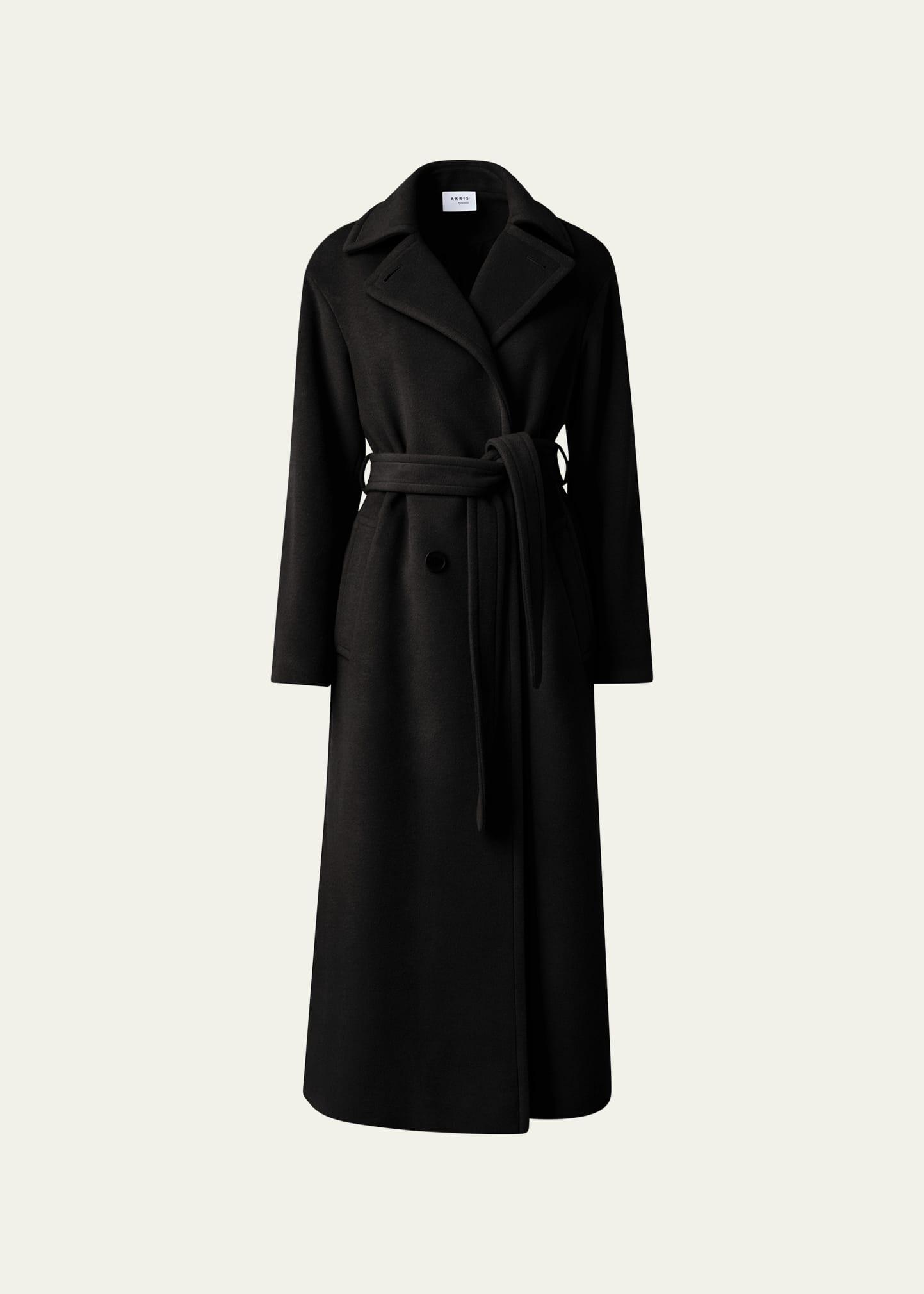 long double-breast belted wool-cashmere coat