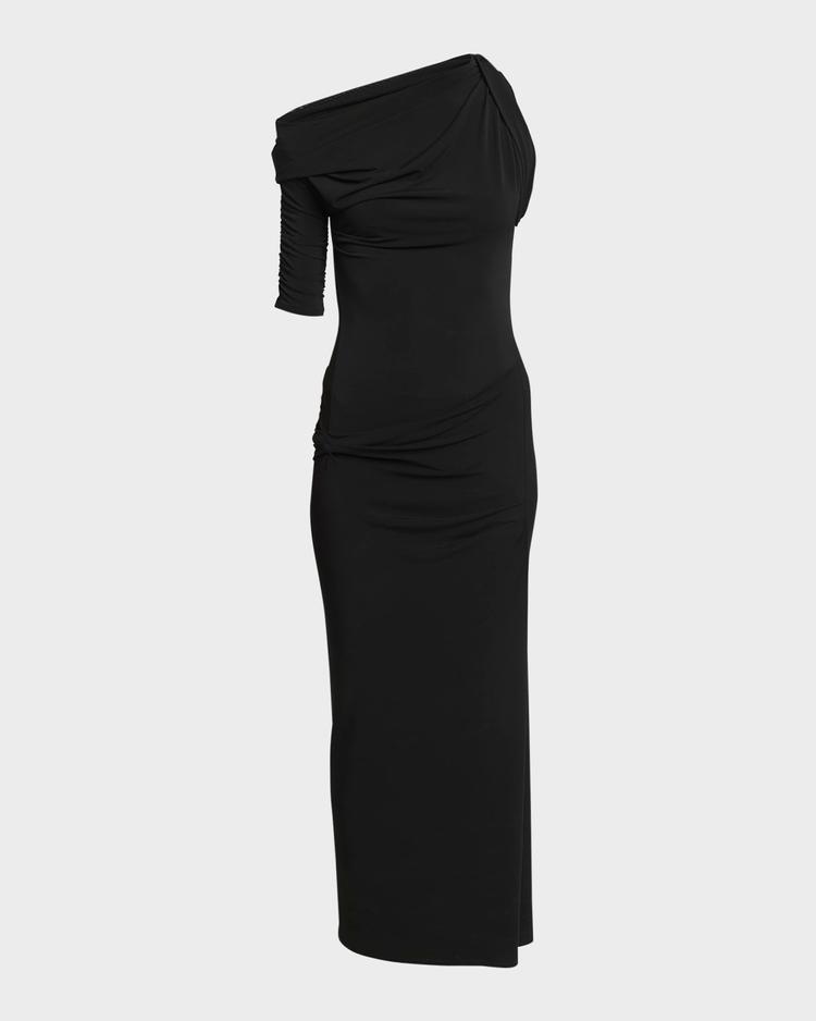 long draped dress
