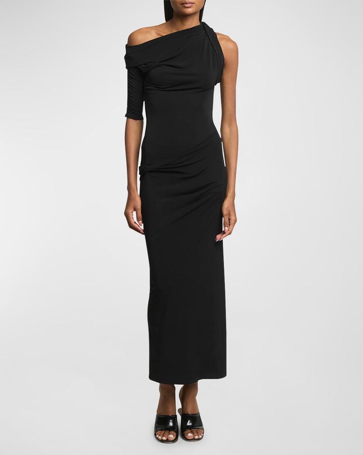 long draped dress