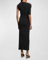 long draped dress