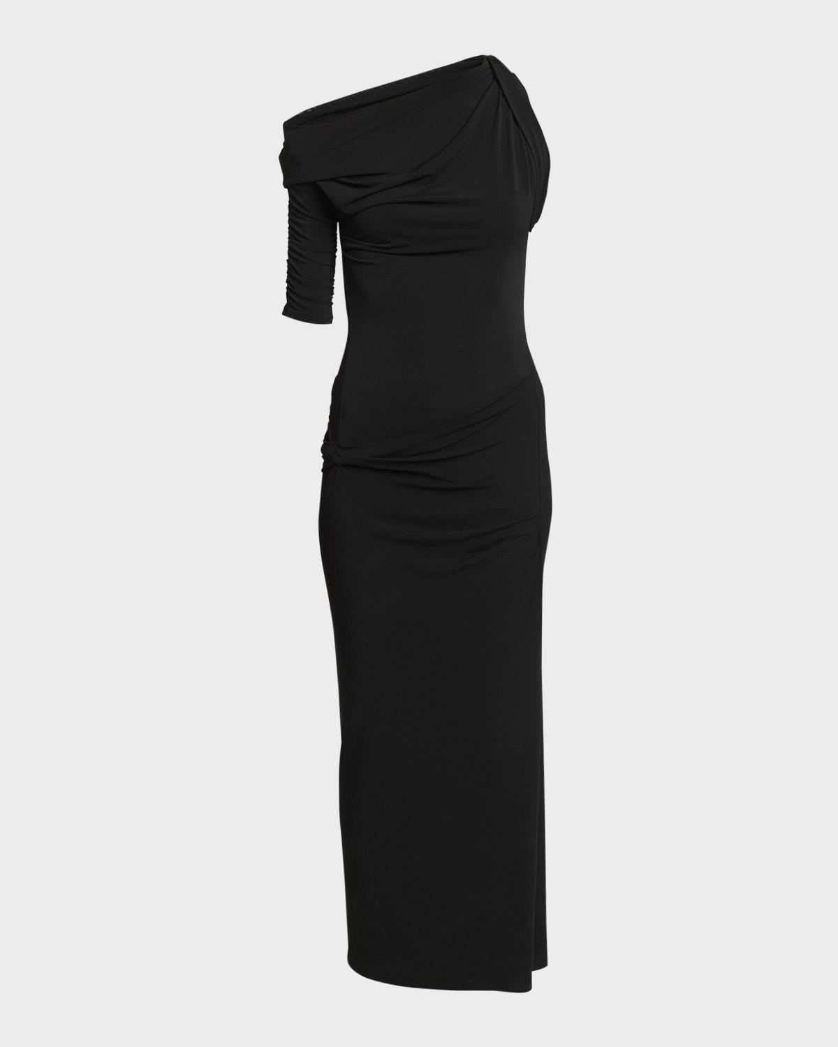 long draped dress