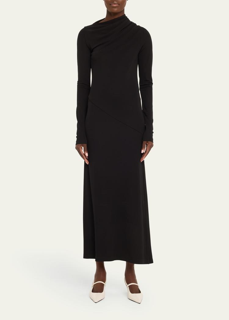 long draped jersey dress