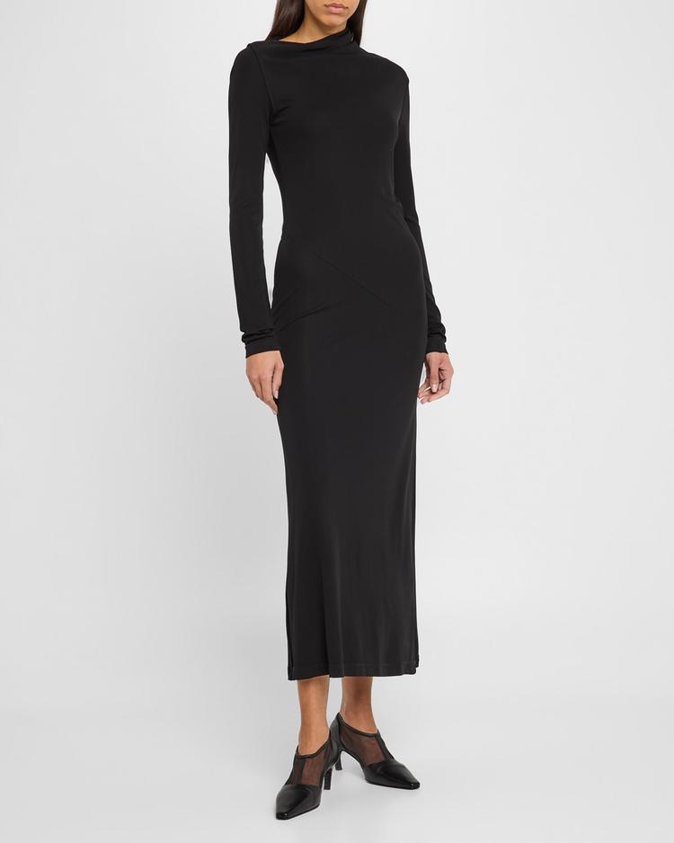 long draped jersey dress