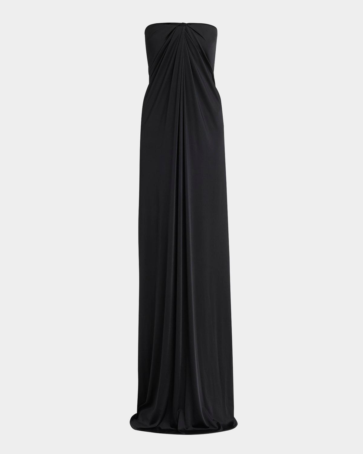 long draped strapless jersey dress