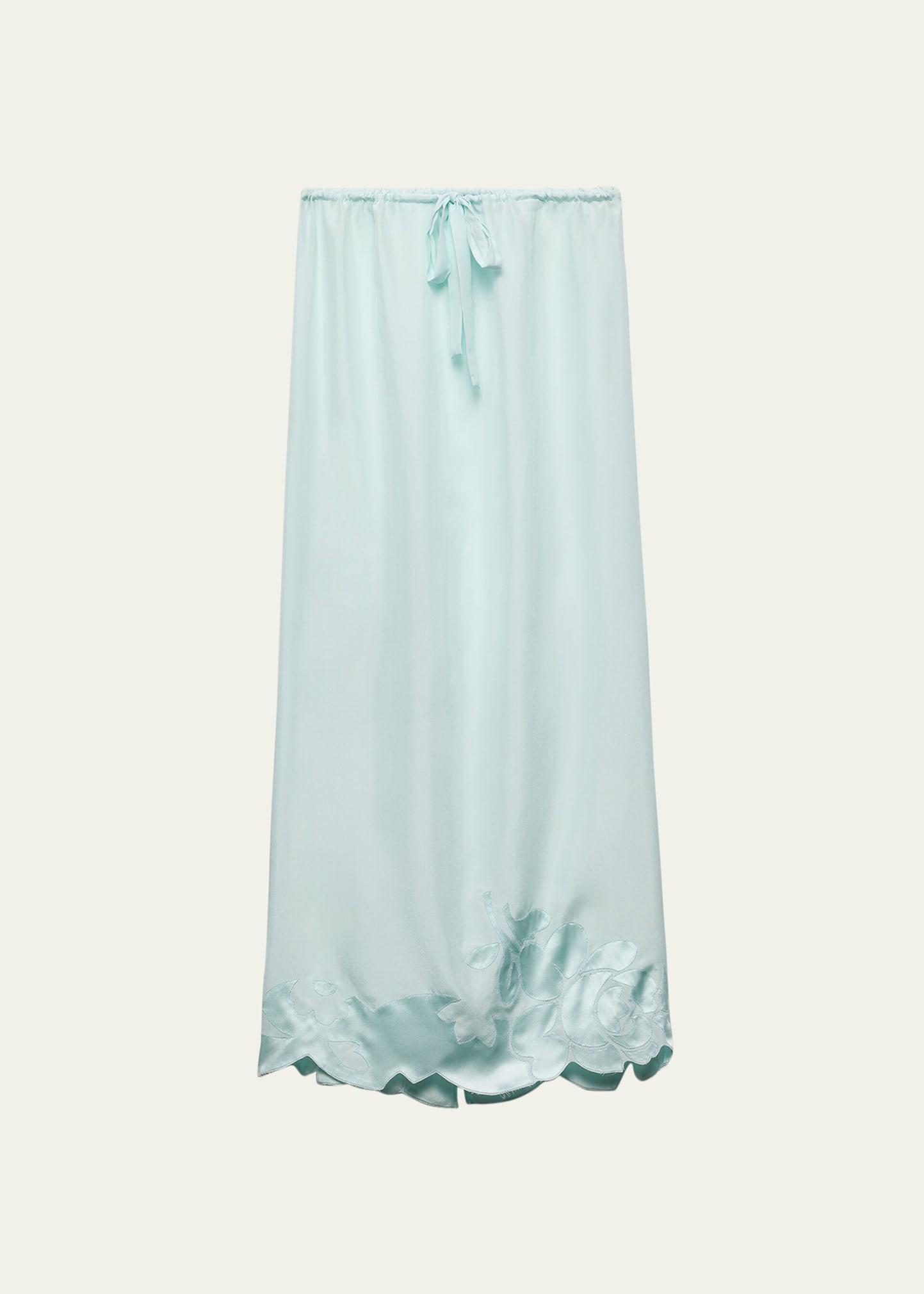 long drawstring peonia habutai silk skirt