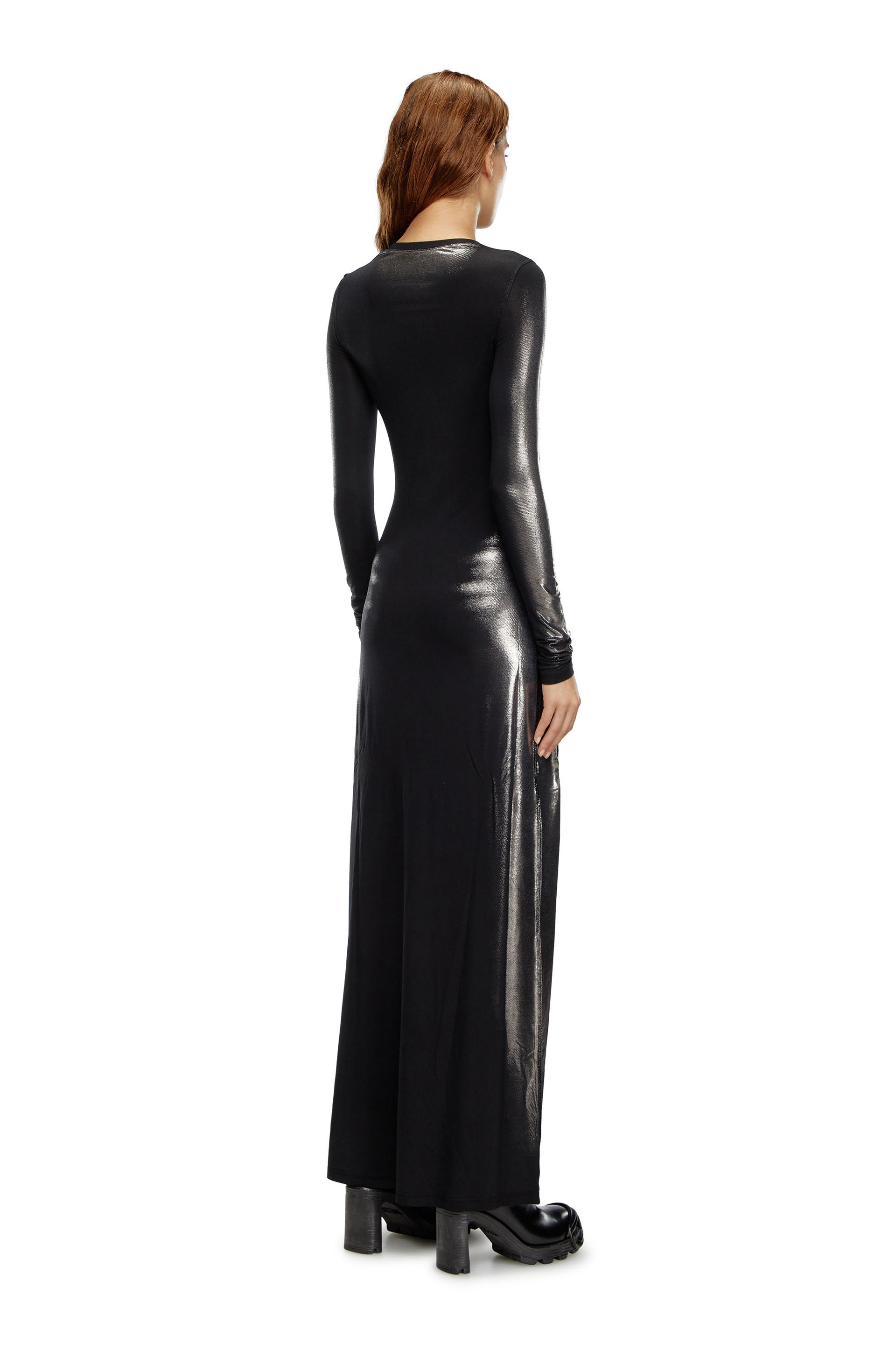long dress in metallic stretch jersey