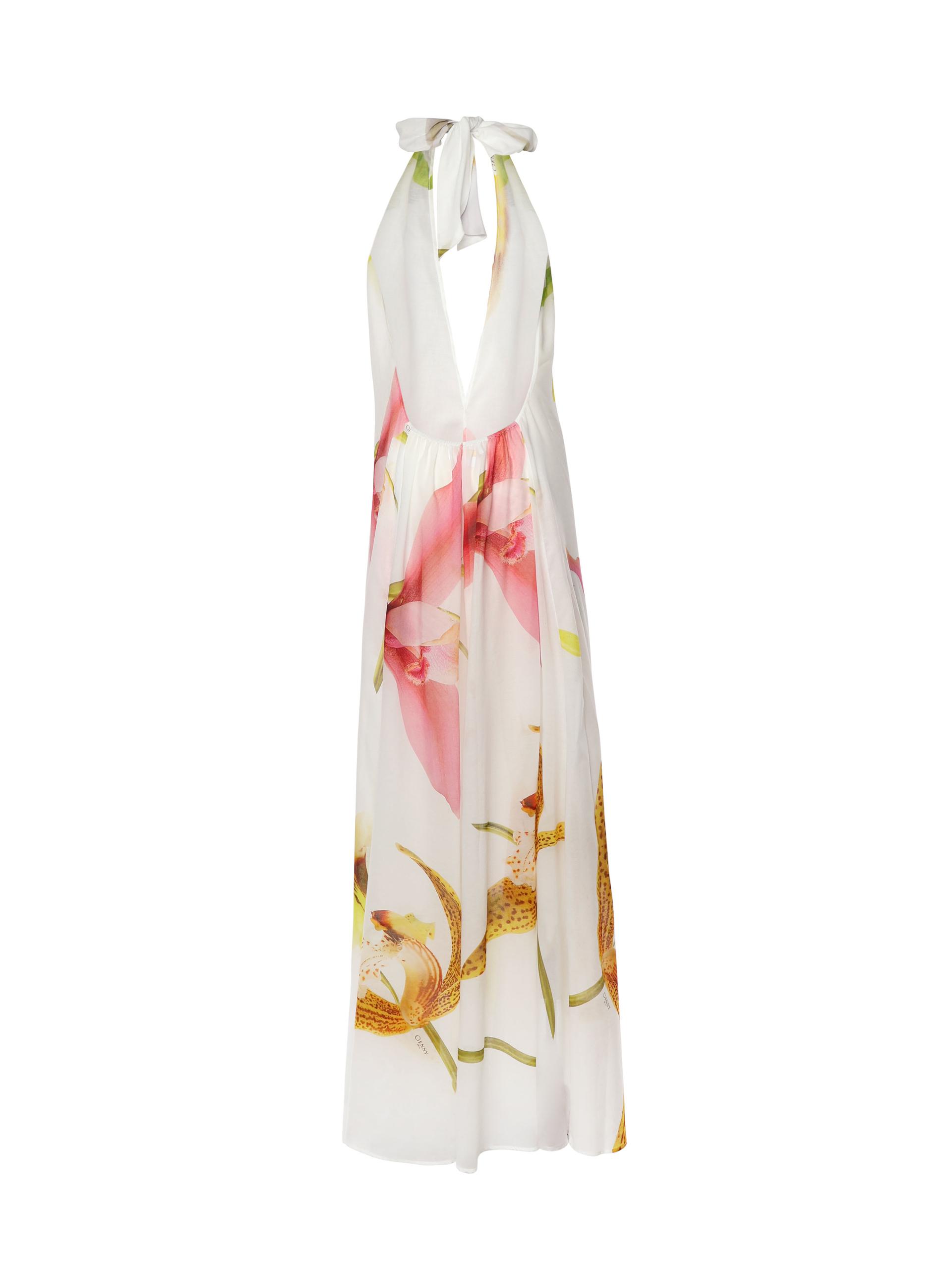 long dress with orchid print