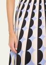 long geometric square neck twill silk dress