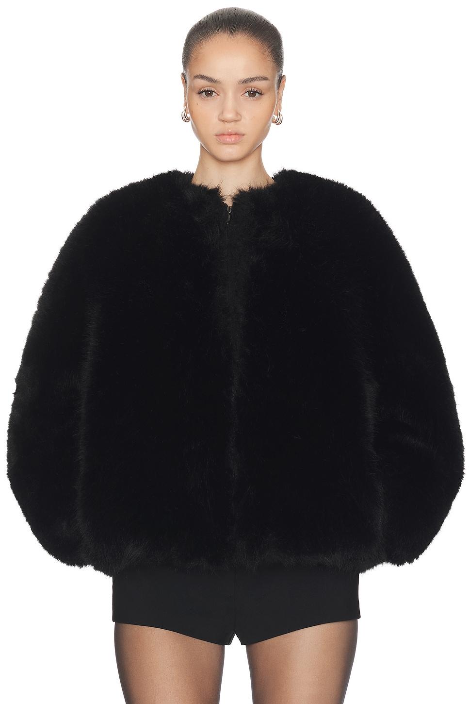 long hair faux fur bomber