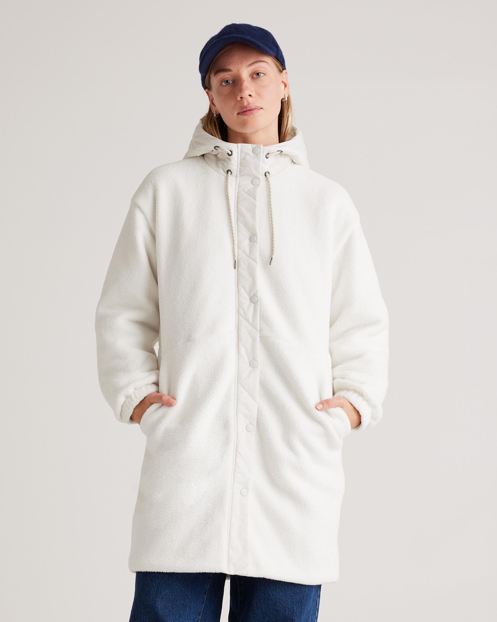 long hooded sherpa jacket