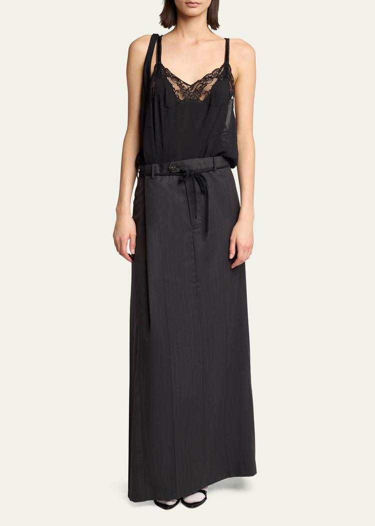 long hybrid belted slip dress