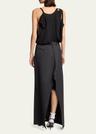 long hybrid belted slip dress