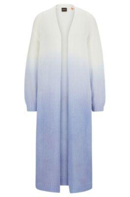 long-length dip-dye cardigan with wool and alpaca- patterned women's cardigans