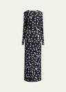 long mesh bird print dress