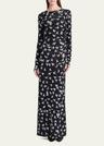 long mesh bird print dress